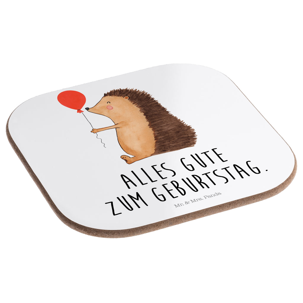 Quadratische Untersetzer Igel mit Luftballon Bierdeckel, Glasuntersetzer, Untersetzer Gläser, Getränkeuntersetzer, Tiermotive, Gute Laune, lustige Sprüche, Tiere, Igel, Geburtstag, Herzlichen Glückwunsch, Glückwunsch, Geburtstagskind, Ballon, Happy Birthday