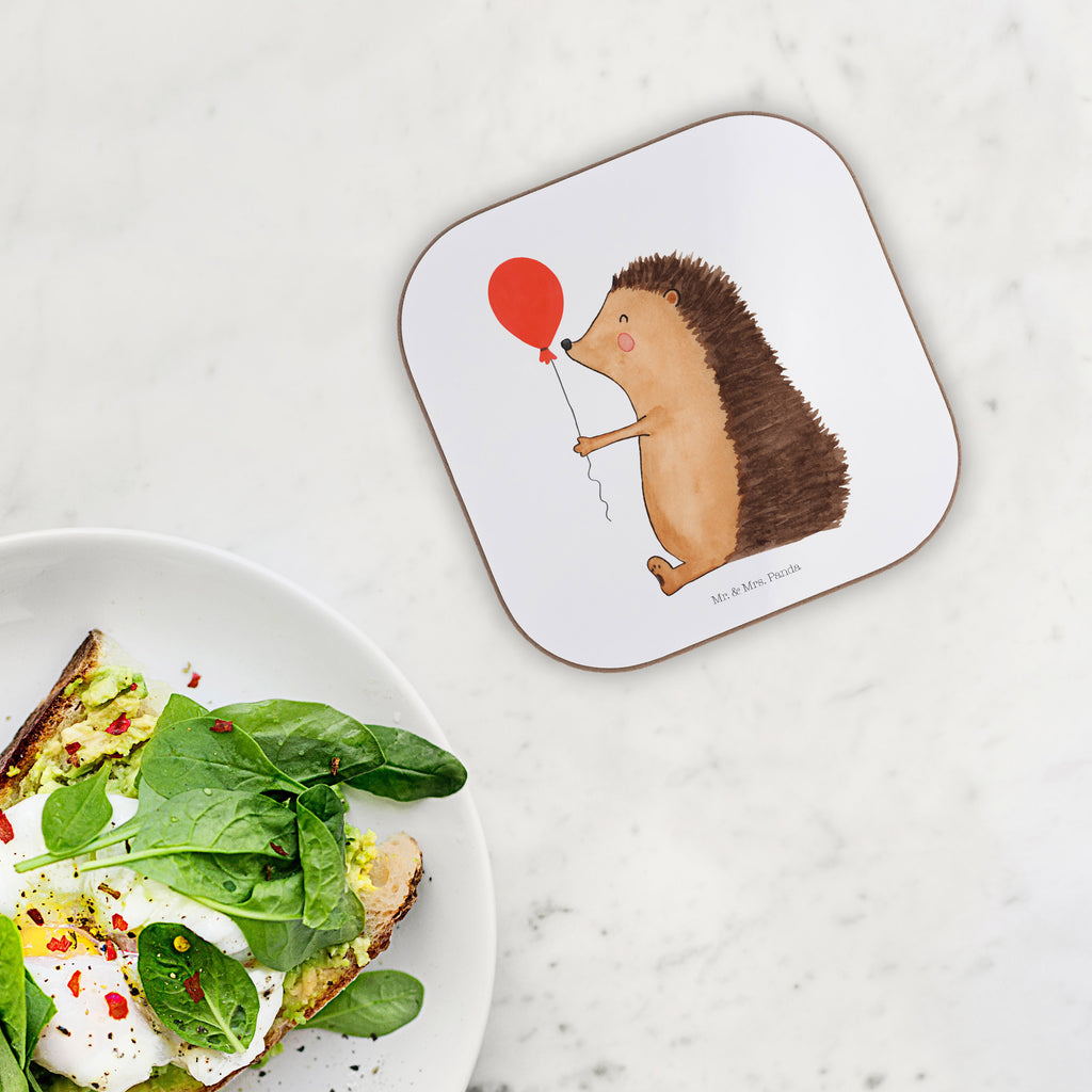 Quadratische Untersetzer Igel mit Luftballon Bierdeckel, Glasuntersetzer, Untersetzer Gläser, Getränkeuntersetzer, Tiermotive, Gute Laune, lustige Sprüche, Tiere, Igel, Geburtstag, Herzlichen Glückwunsch, Glückwunsch, Geburtstagskind, Ballon, Happy Birthday