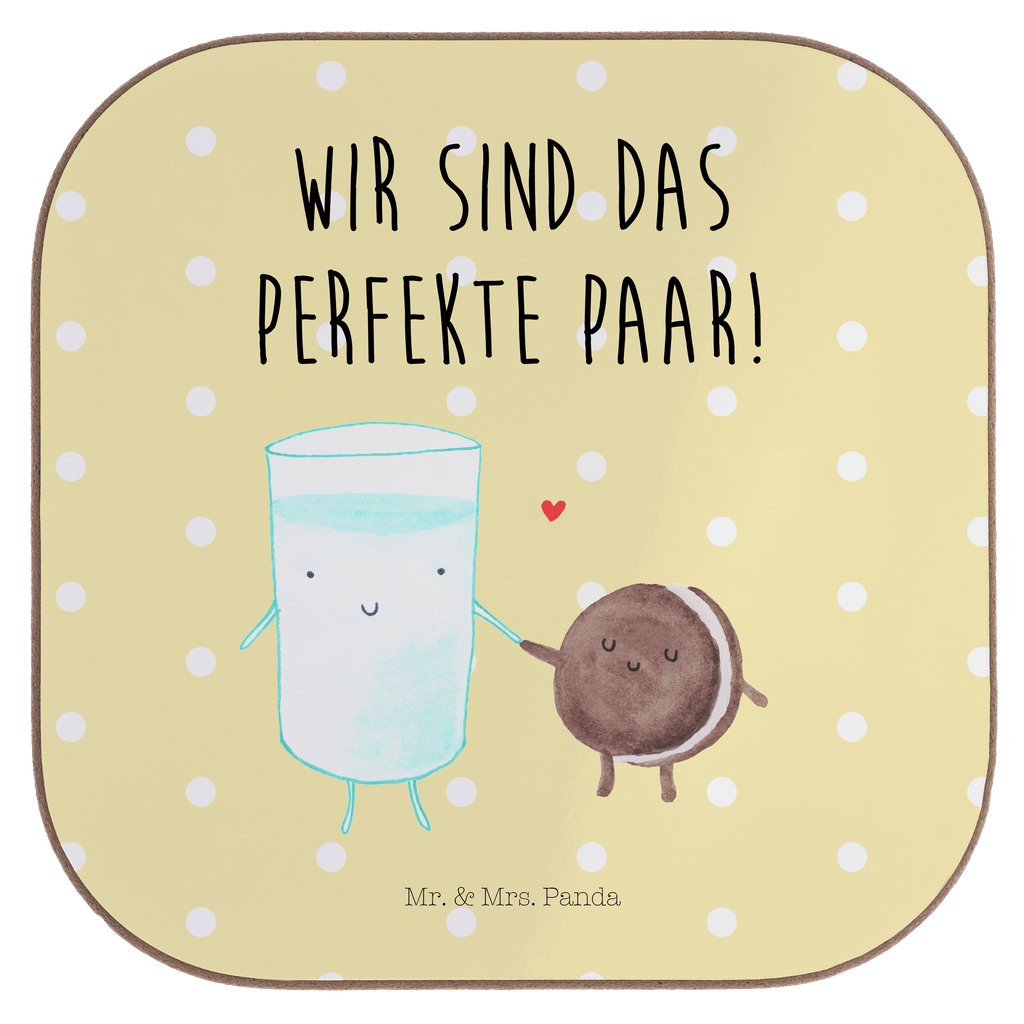 Quadratische Untersetzer Milch & Keks Bierdeckel, Glasuntersetzer, Untersetzer Gläser, Getränkeuntersetzer, Tiermotive, Gute Laune, lustige Sprüche, Tiere, Milk, Cookie, Milch, Keks, Kekse, Kaffee, Einladung Frühstück, Motiv süß, romantisch, perfektes Paar