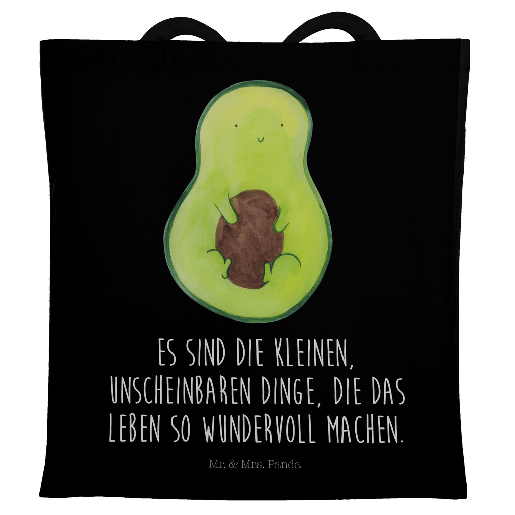 Tragetasche Avocado mit Kern Beuteltasche, Beutel, Einkaufstasche, Jutebeutel, Stoffbeutel, Avocado, Veggie, Vegan, Gesund, Avokado, Avocadokern, Kern, Pflanze, Spruch Leben