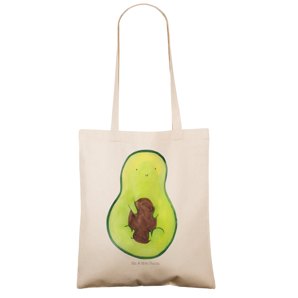 Tragetasche Avocado mit Kern Beuteltasche, Beutel, Einkaufstasche, Jutebeutel, Stoffbeutel, Avocado, Veggie, Vegan, Gesund, Avokado, Avocadokern, Kern, Pflanze, Spruch Leben