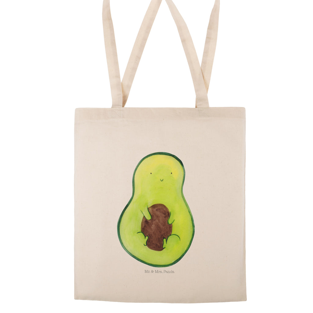 Tragetasche Avocado mit Kern Beuteltasche, Beutel, Einkaufstasche, Jutebeutel, Stoffbeutel, Avocado, Veggie, Vegan, Gesund, Avokado, Avocadokern, Kern, Pflanze, Spruch Leben