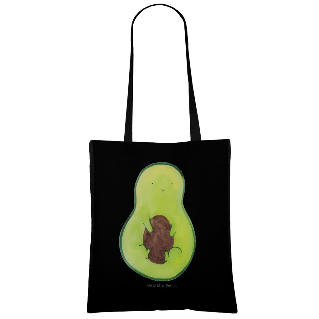 Tragetasche Avocado mit Kern Beuteltasche, Beutel, Einkaufstasche, Jutebeutel, Stoffbeutel, Avocado, Veggie, Vegan, Gesund, Avokado, Avocadokern, Kern, Pflanze, Spruch Leben