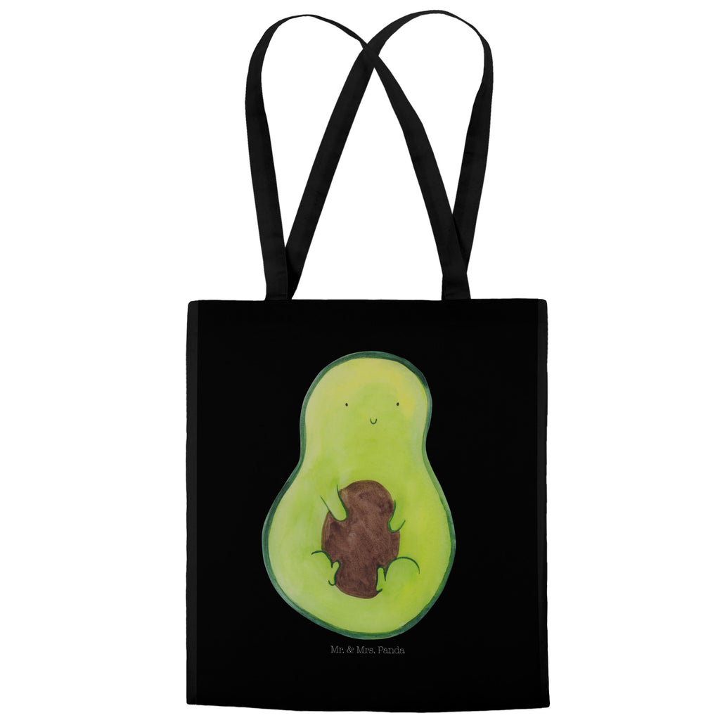 Tragetasche Avocado mit Kern Beuteltasche, Beutel, Einkaufstasche, Jutebeutel, Stoffbeutel, Avocado, Veggie, Vegan, Gesund, Avokado, Avocadokern, Kern, Pflanze, Spruch Leben