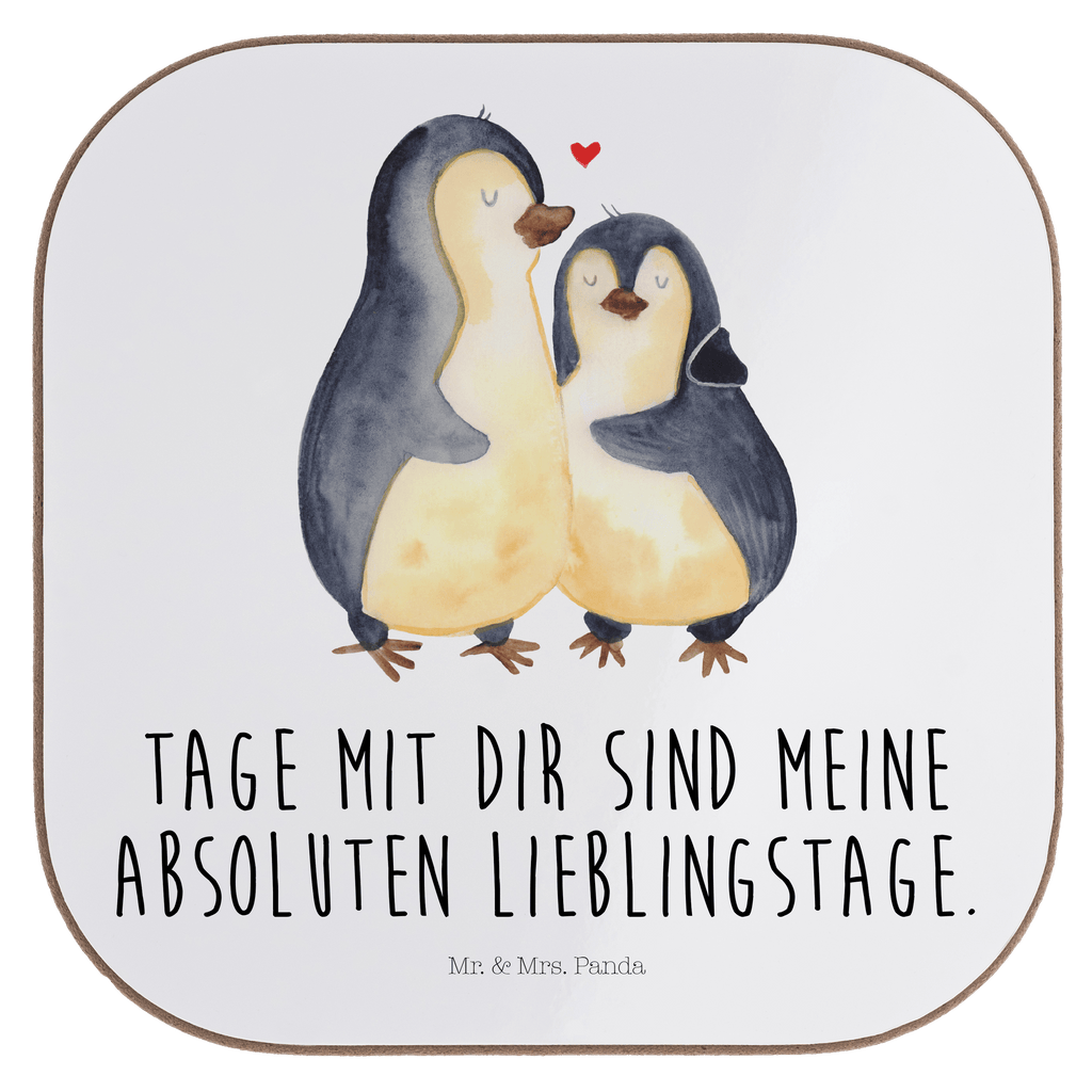Quadratische Untersetzer Pinguin umarmend Bierdeckel, Glasuntersetzer, Untersetzer Gläser, Getränkeuntersetzer, Pinguin, Liebe, Liebespaar, Liebesbeweis, Liebesgeschenk, Verlobung, Jahrestag, Hochzeitstag, Hochzeit, Hochzeitsgeschenk