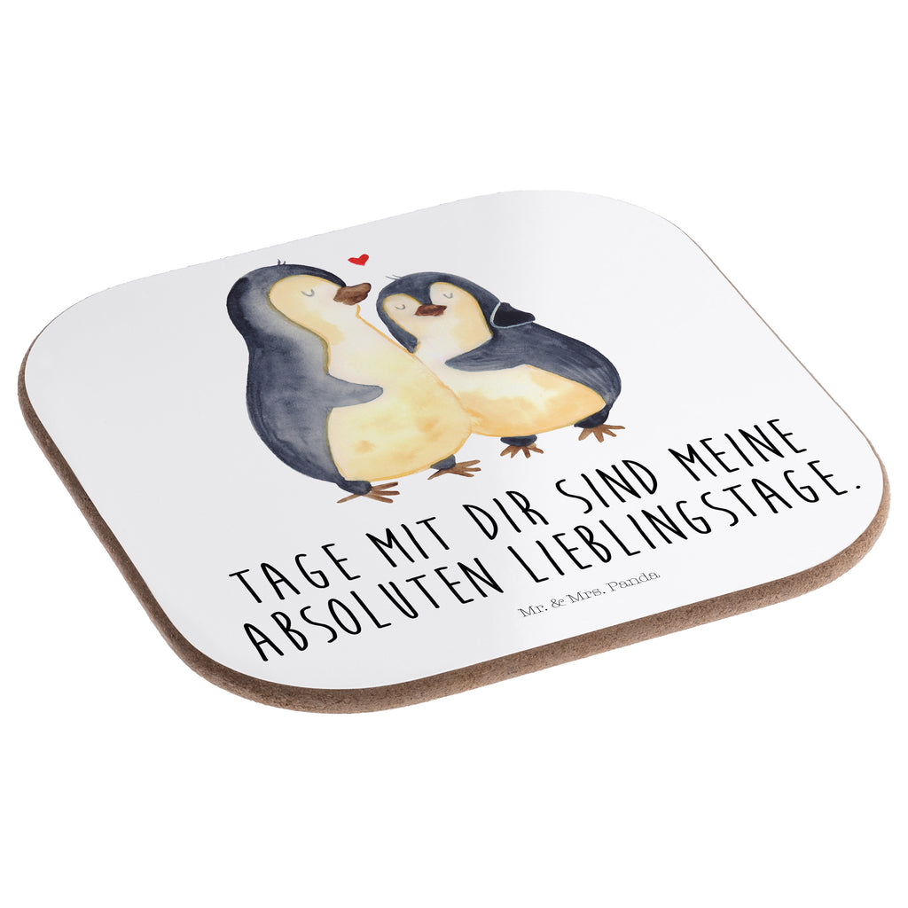 Quadratische Untersetzer Pinguin umarmend Bierdeckel, Glasuntersetzer, Untersetzer Gläser, Getränkeuntersetzer, Pinguin, Liebe, Liebespaar, Liebesbeweis, Liebesgeschenk, Verlobung, Jahrestag, Hochzeitstag, Hochzeit, Hochzeitsgeschenk