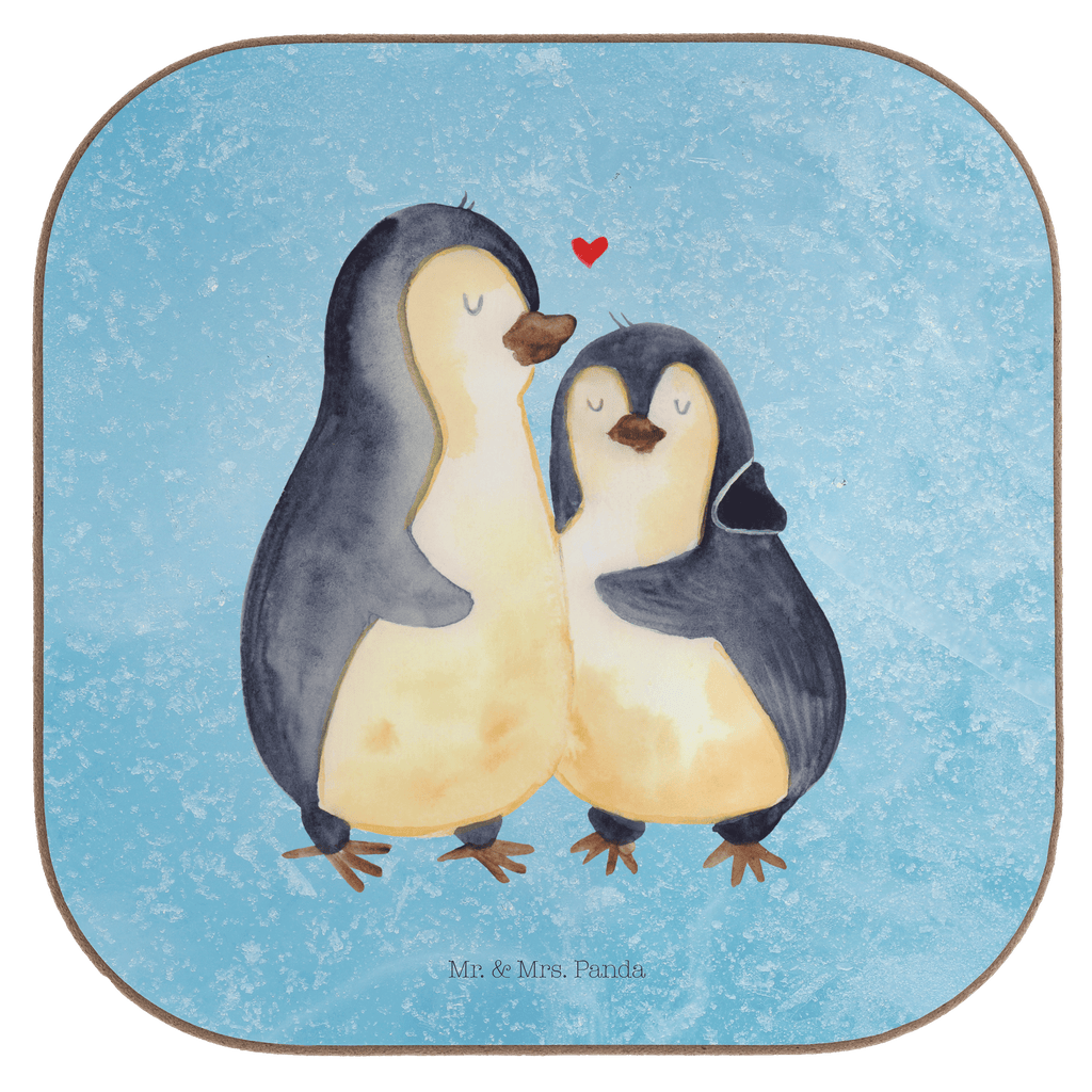 Quadratische Untersetzer Pinguin umarmend Bierdeckel, Glasuntersetzer, Untersetzer Gläser, Getränkeuntersetzer, Pinguin, Liebe, Liebespaar, Liebesbeweis, Liebesgeschenk, Verlobung, Jahrestag, Hochzeitstag, Hochzeit, Hochzeitsgeschenk