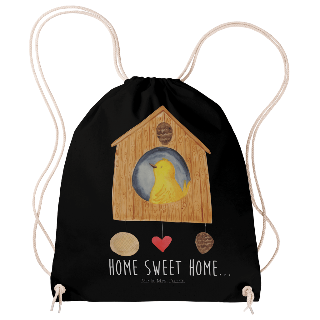 Sportbeutel Vogelhaus sweet Home Turnbeutel, Beutel, Sporttasche, Tasche, Stoffbeutel, Tiermotive, Gute Laune, lustige Sprüche, Tiere, Vogelhaus, Vogel, Home sweet Home, Einzug, Umzug, Geschenk, Einzugsgeschenk, Hausbau, Haus