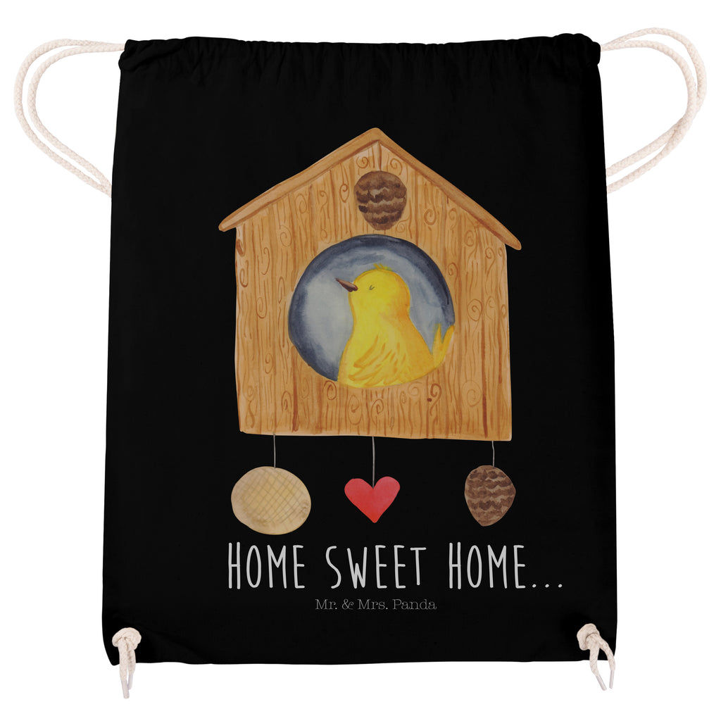 Sportbeutel Vogelhaus sweet Home Turnbeutel, Beutel, Sporttasche, Tasche, Stoffbeutel, Tiermotive, Gute Laune, lustige Sprüche, Tiere, Vogelhaus, Vogel, Home sweet Home, Einzug, Umzug, Geschenk, Einzugsgeschenk, Hausbau, Haus