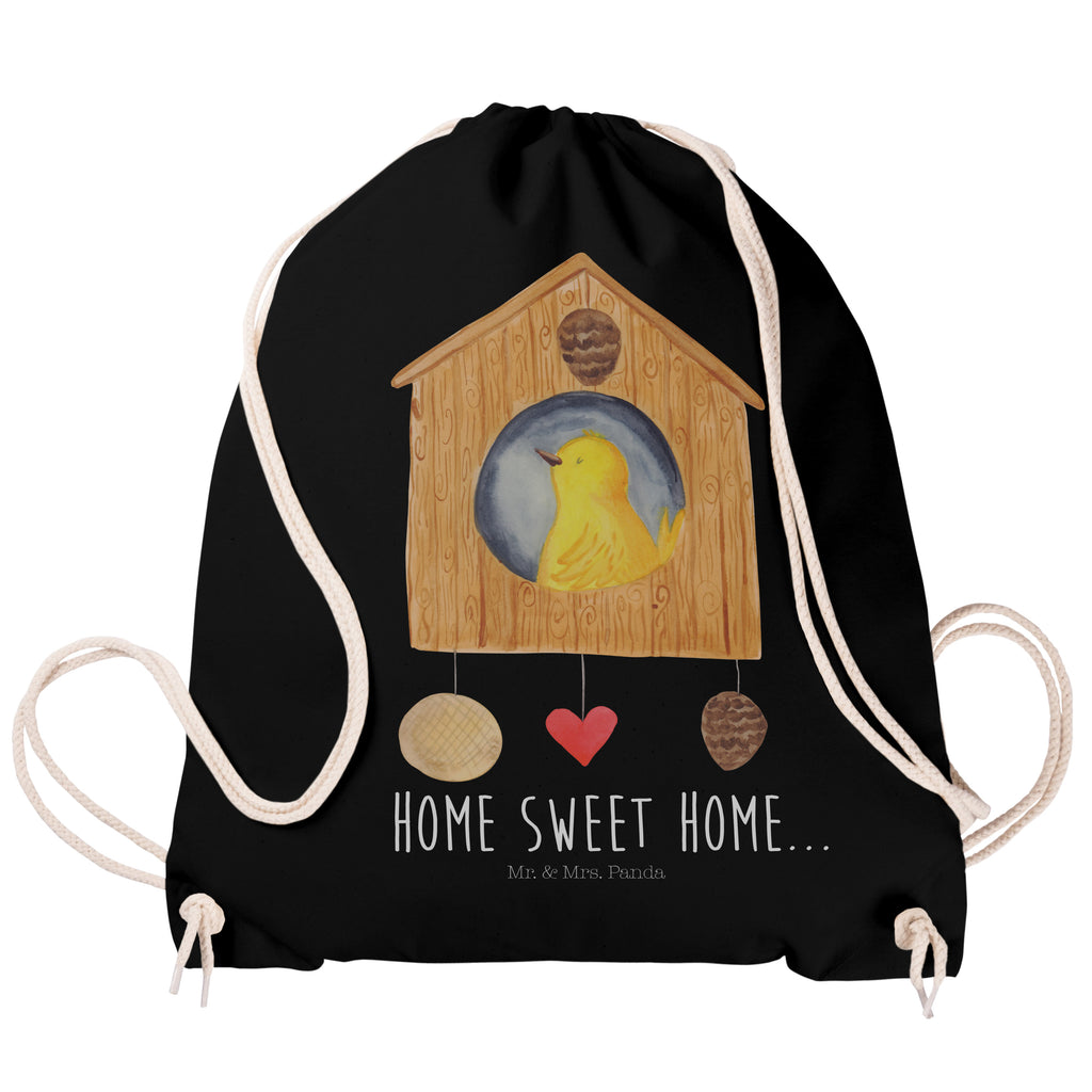 Sportbeutel Vogelhaus sweet Home Turnbeutel, Beutel, Sporttasche, Tasche, Stoffbeutel, Tiermotive, Gute Laune, lustige Sprüche, Tiere, Vogelhaus, Vogel, Home sweet Home, Einzug, Umzug, Geschenk, Einzugsgeschenk, Hausbau, Haus