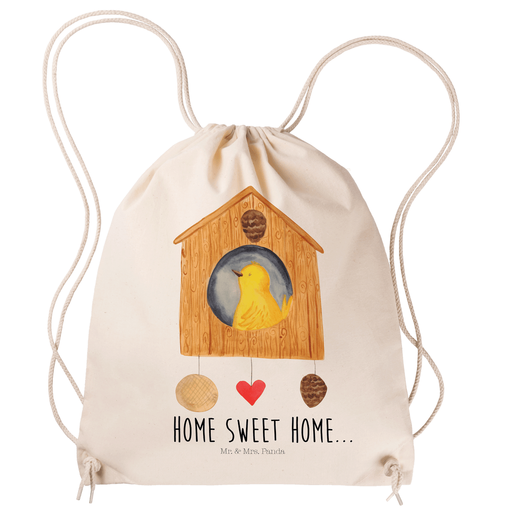 Sportbeutel Vogelhaus sweet Home Turnbeutel, Beutel, Sporttasche, Tasche, Stoffbeutel, Tiermotive, Gute Laune, lustige Sprüche, Tiere, Vogelhaus, Vogel, Home sweet Home, Einzug, Umzug, Geschenk, Einzugsgeschenk, Hausbau, Haus