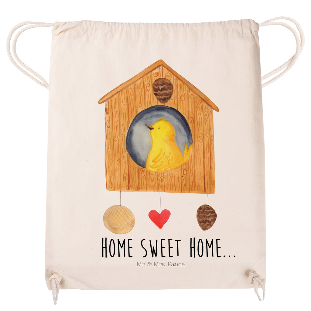 Sportbeutel Vogelhaus sweet Home Turnbeutel, Beutel, Sporttasche, Tasche, Stoffbeutel, Tiermotive, Gute Laune, lustige Sprüche, Tiere, Vogelhaus, Vogel, Home sweet Home, Einzug, Umzug, Geschenk, Einzugsgeschenk, Hausbau, Haus