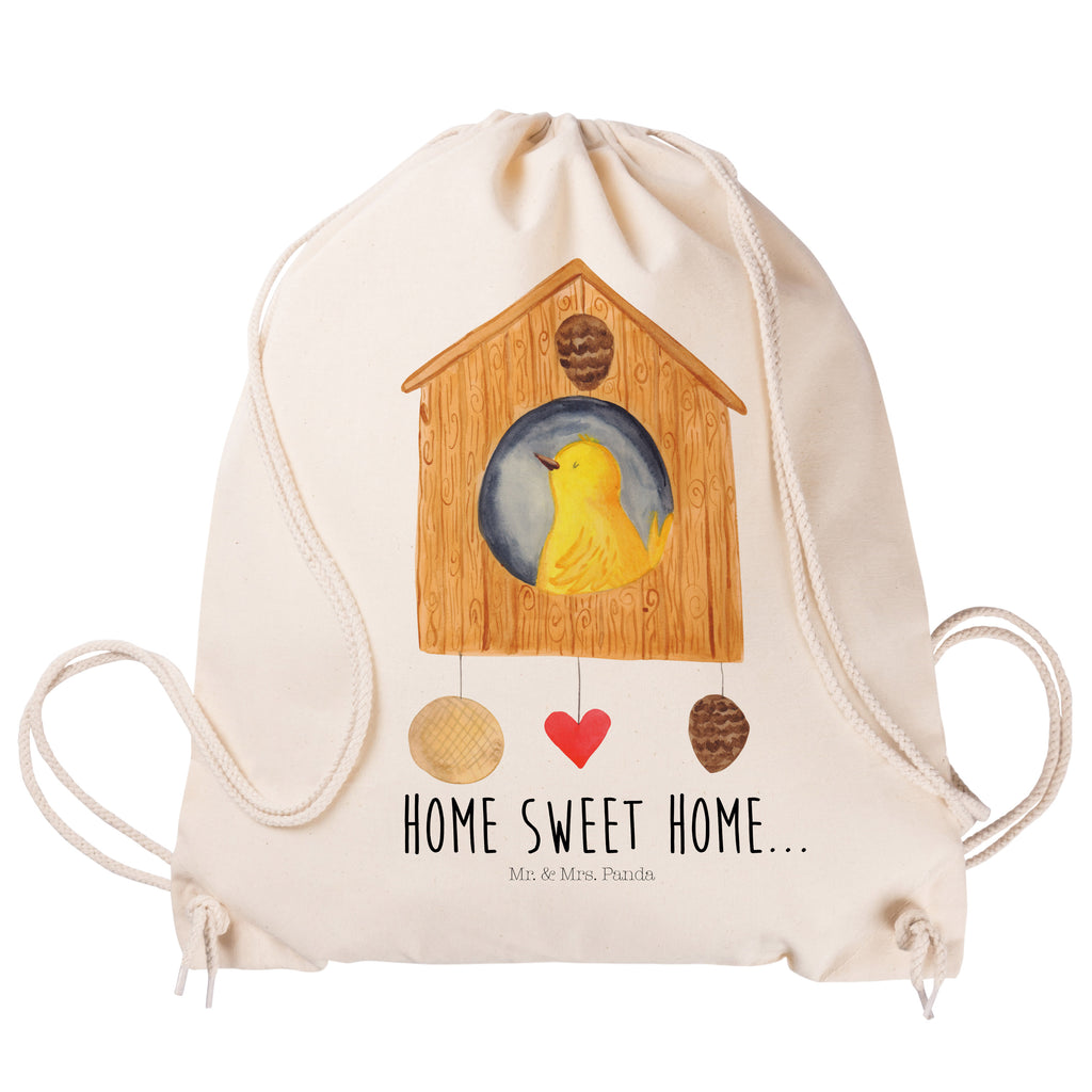Sportbeutel Vogelhaus sweet Home Turnbeutel, Beutel, Sporttasche, Tasche, Stoffbeutel, Tiermotive, Gute Laune, lustige Sprüche, Tiere, Vogelhaus, Vogel, Home sweet Home, Einzug, Umzug, Geschenk, Einzugsgeschenk, Hausbau, Haus
