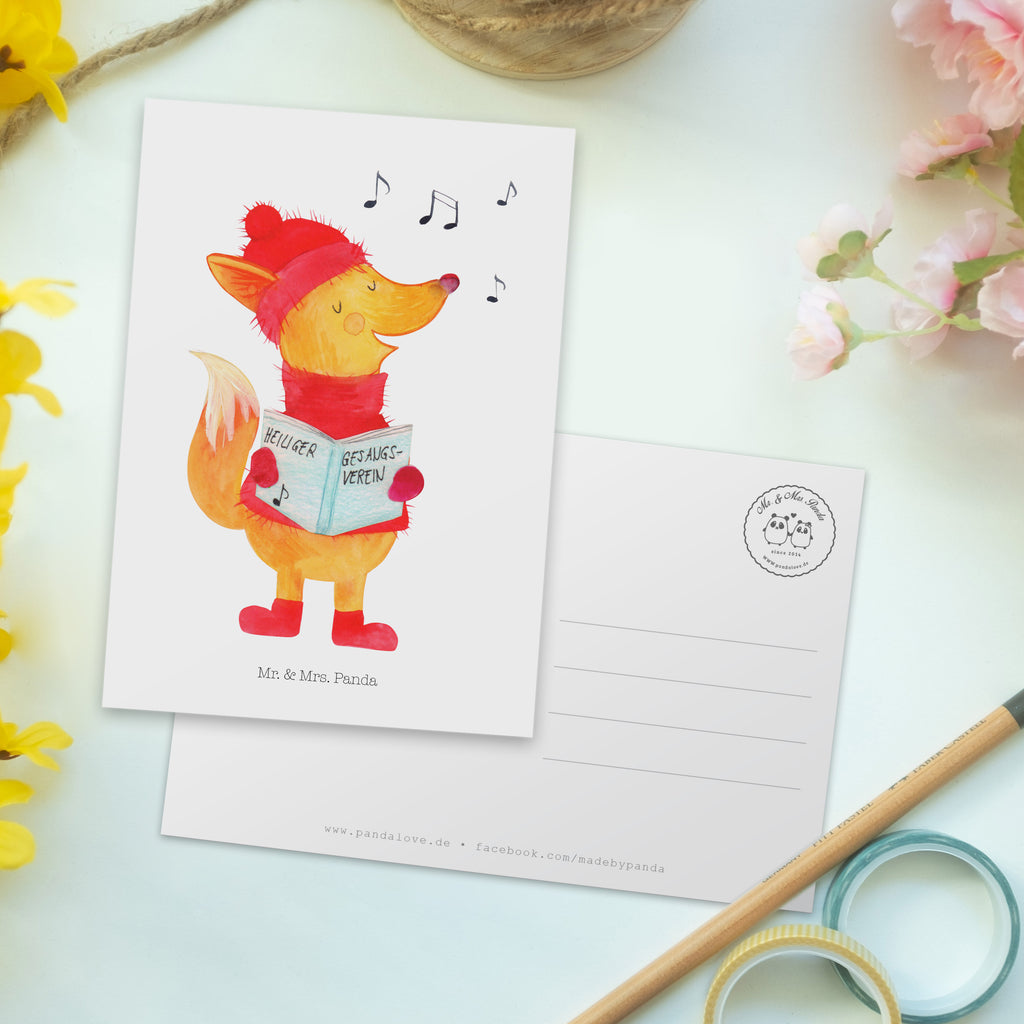 Postkarte Fuchs Sänger Geschenkkarte, Grußkarte, Karte, Einladung, Ansichtskarte, Geburtstagskarte, Einladungskarte, Dankeskarte, Winter, Weihnachten, Weihnachtsdeko, Nikolaus, Advent, Heiligabend, Wintermotiv, Fuchs, Füchse, Sänger, Geschenk Sänger, Singen, Weihnachtslieder