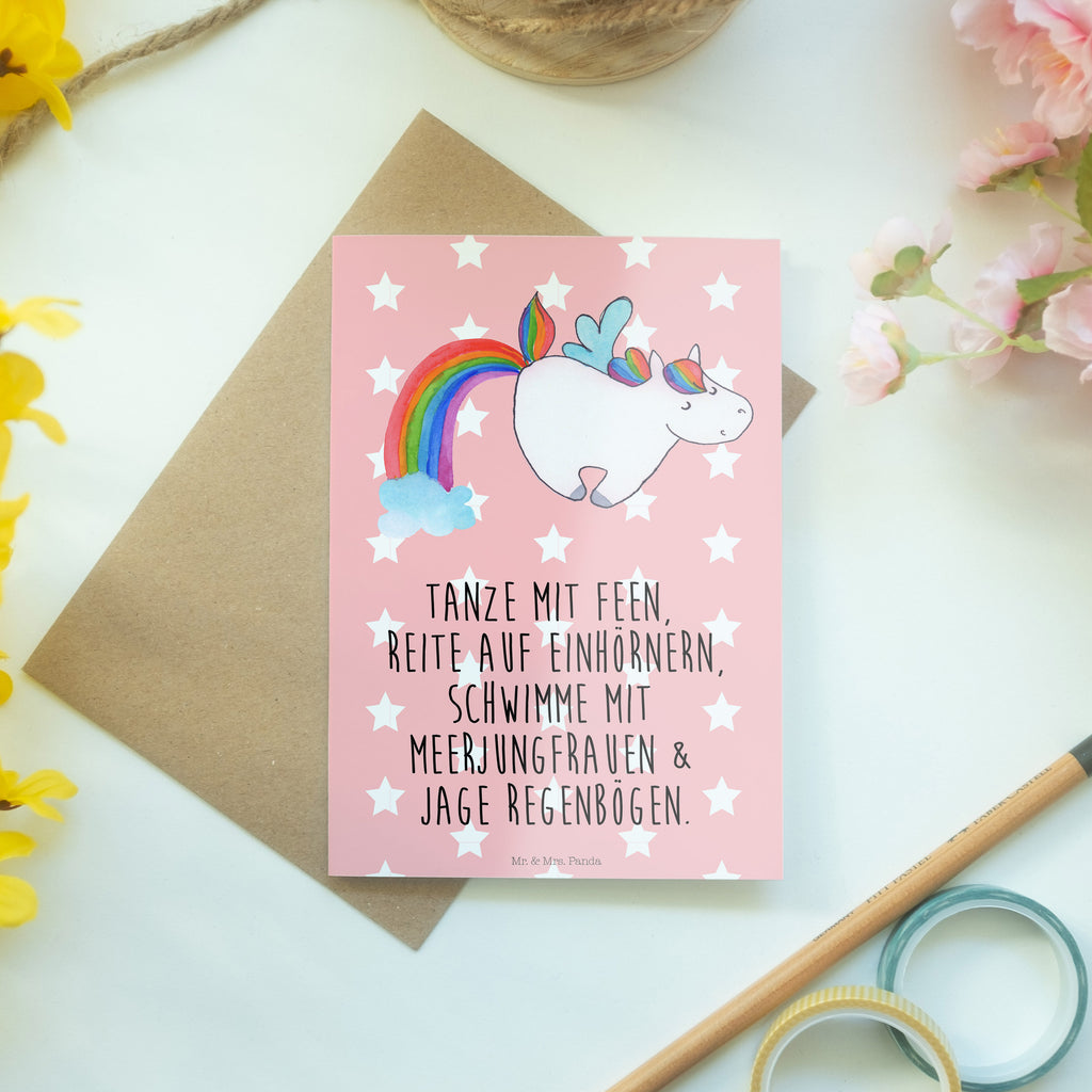 Grußkarte Einhorn Pegasus Klappkarte, Einladungskarte, Glückwunschkarte, Hochzeitskarte, Geburtstagskarte, Karte, Einhorn, Einhörner, Einhorn Deko, Pegasus, Unicorn, Regenbogen, Spielen, Realität, Glitzer, Erwachsenwerden