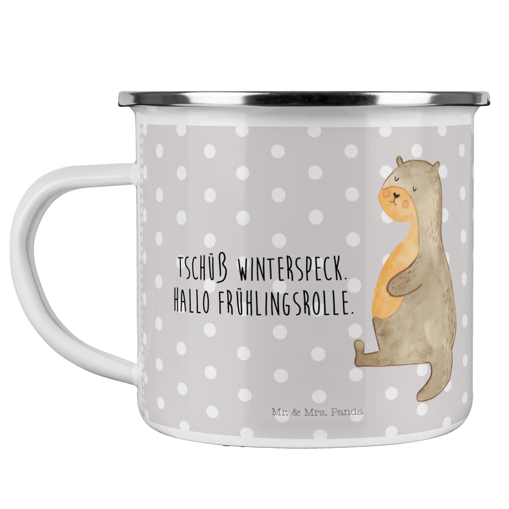 Camping Emaille Tasse Otter Bauch Campingtasse, Trinkbecher, Metalltasse, Outdoor Tasse, Emaille Trinkbecher, Blechtasse Outdoor, Emaille Campingbecher, Edelstahl Trinkbecher, Metalltasse für Camping, Kaffee Blechtasse, Camping Tasse Metall, Otter, Fischotter, Seeotter, Otter Seeotter See Otter