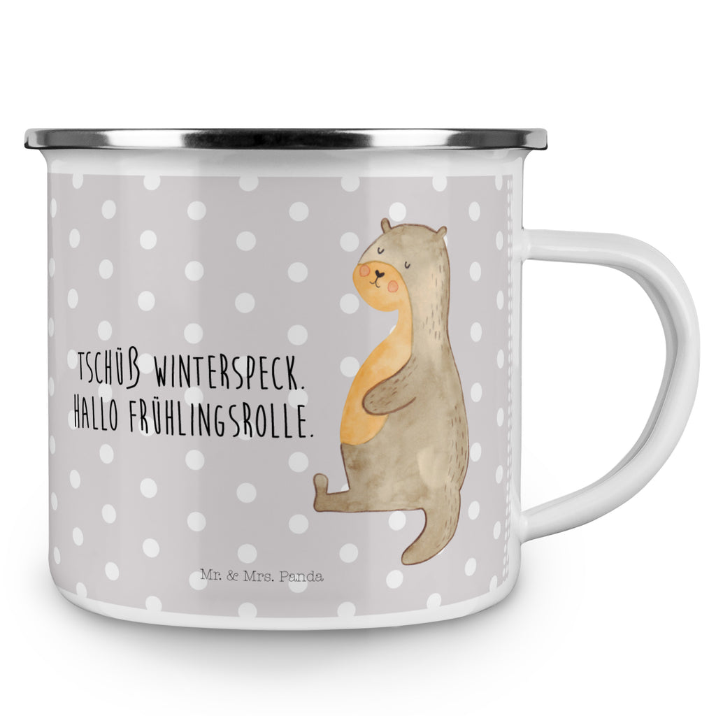 Camping Emaille Tasse Otter Bauch Campingtasse, Trinkbecher, Metalltasse, Outdoor Tasse, Emaille Trinkbecher, Blechtasse Outdoor, Emaille Campingbecher, Edelstahl Trinkbecher, Metalltasse für Camping, Kaffee Blechtasse, Camping Tasse Metall, Otter, Fischotter, Seeotter, Otter Seeotter See Otter