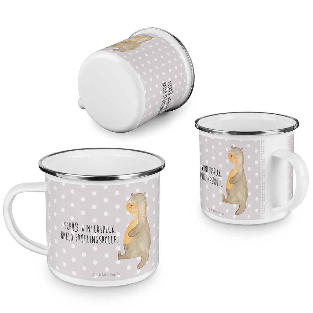 Camping Emaille Tasse Otter Bauch Campingtasse, Trinkbecher, Metalltasse, Outdoor Tasse, Emaille Trinkbecher, Blechtasse Outdoor, Emaille Campingbecher, Edelstahl Trinkbecher, Metalltasse für Camping, Kaffee Blechtasse, Camping Tasse Metall, Otter, Fischotter, Seeotter, Otter Seeotter See Otter