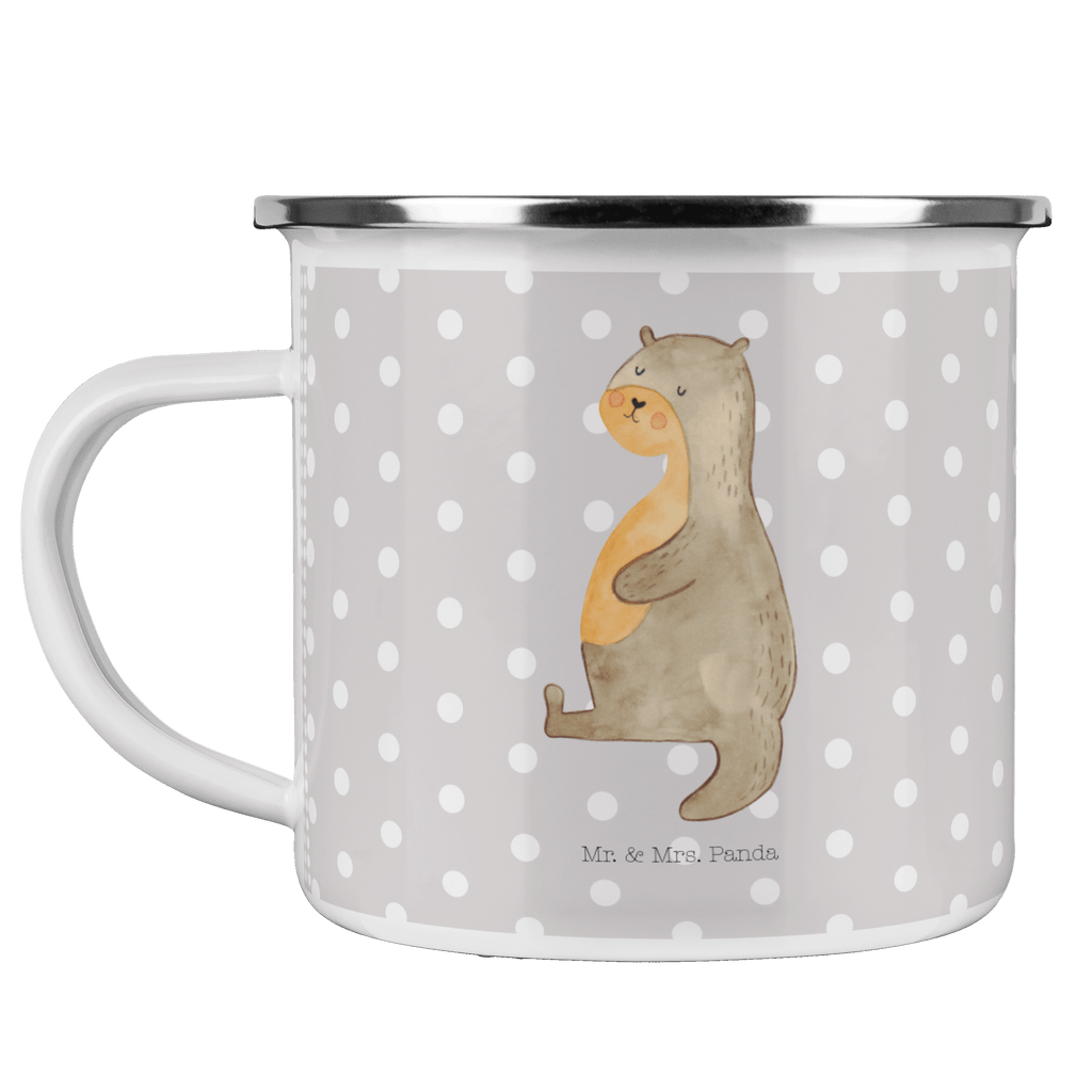 Camping Emaille Tasse Otter Bauch Campingtasse, Trinkbecher, Metalltasse, Outdoor Tasse, Emaille Trinkbecher, Blechtasse Outdoor, Emaille Campingbecher, Edelstahl Trinkbecher, Metalltasse für Camping, Kaffee Blechtasse, Camping Tasse Metall, Otter, Fischotter, Seeotter, Otter Seeotter See Otter