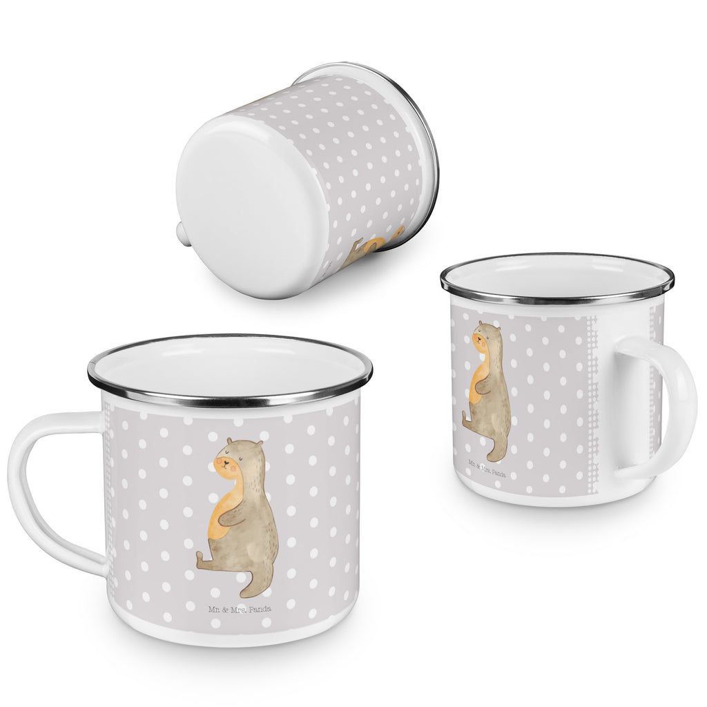 Camping Emaille Tasse Otter Bauch Campingtasse, Trinkbecher, Metalltasse, Outdoor Tasse, Emaille Trinkbecher, Blechtasse Outdoor, Emaille Campingbecher, Edelstahl Trinkbecher, Metalltasse für Camping, Kaffee Blechtasse, Camping Tasse Metall, Otter, Fischotter, Seeotter, Otter Seeotter See Otter