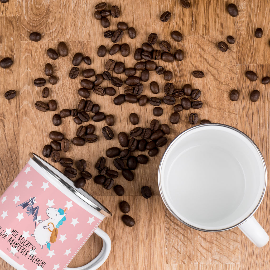 Camping Emaille Tasse Einhorn Bergsteiger Campingtasse, Trinkbecher, Metalltasse, Outdoor Tasse, Emaille Trinkbecher, Blechtasse Outdoor, Emaille Campingbecher, Edelstahl Trinkbecher, Metalltasse für Camping, Kaffee Blechtasse, Camping Tasse Metall, Einhorn, Einhörner, Einhorn Deko, Pegasus, Unicorn, Bergsteiger, Abenteuer, Berge, Abenteurer, Weltenbummler, Weltreise, Reisen, Urlaub, Entdecker