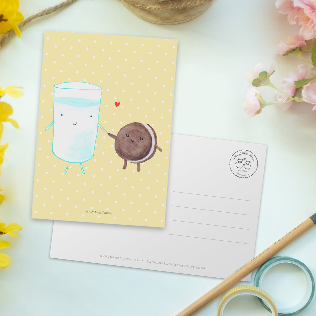 Postkarte Milch & Keks Geschenkkarte, Grußkarte, Karte, Einladung, Ansichtskarte, Geburtstagskarte, Einladungskarte, Dankeskarte, Tiermotive, Gute Laune, lustige Sprüche, Tiere, Milk, Cookie, Milch, Keks, Kekse, Kaffee, Einladung Frühstück, Motiv süß, romantisch, perfektes Paar