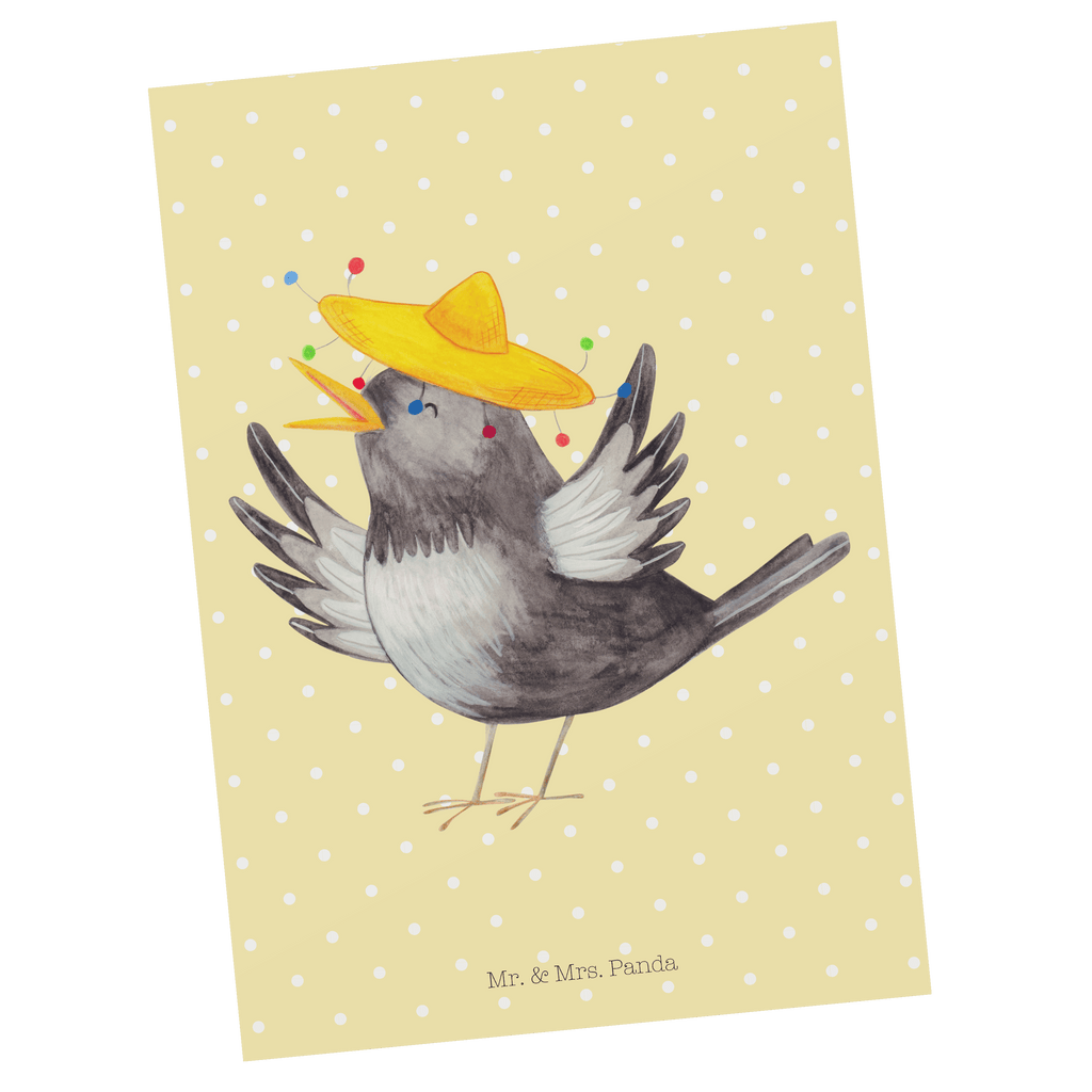 Postkarte Rabe mit Sombrero Geschenkkarte, Grußkarte, Karte, Einladung, Ansichtskarte, Geburtstagskarte, Einladungskarte, Dankeskarte, Tiermotive, Gute Laune, lustige Sprüche, Tiere, Rabe, Vogel, Vögel, Spruch positiv, fröhlich sein, glücklich sein, Glück Spruch, froh, Elster, Motivation