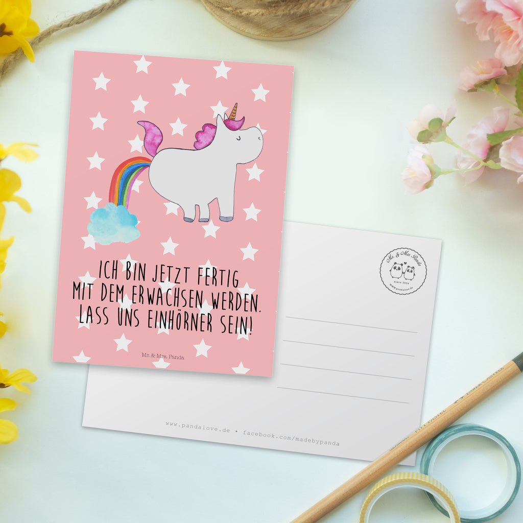 Postkarte Einhorn Pupsend Geschenkkarte, Grußkarte, Karte, Einladung, Ansichtskarte, Geburtstagskarte, Einladungskarte, Dankeskarte, Einhorn, Einhörner, Einhorn Deko, Pegasus, Unicorn, Pups, Regenbogen, Glitzer, Einhornpower, Erwachsenwerden, Spaß, lustig, Freundin