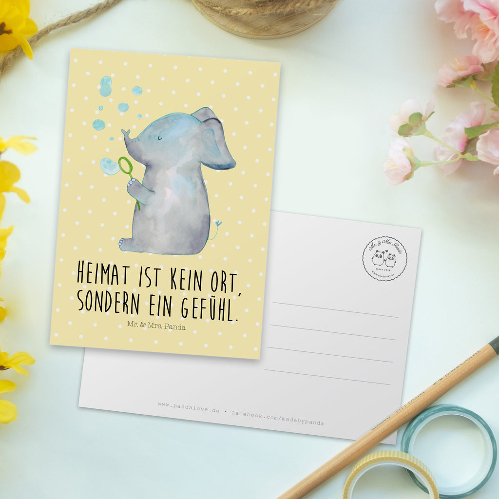 Postkarte Elefant Seifenblasen Geschenkkarte, Grußkarte, Karte, Einladung, Ansichtskarte, Geburtstagskarte, Einladungskarte, Dankeskarte, Tiermotive, Gute Laune, lustige Sprüche, Tiere, Elefant, Elefanten, Dickhäter, Rüsseltier, Seifenblasen, Liebe, Heimat, Gefühl. Daheim, Liebesbeweis, Liebesspruch