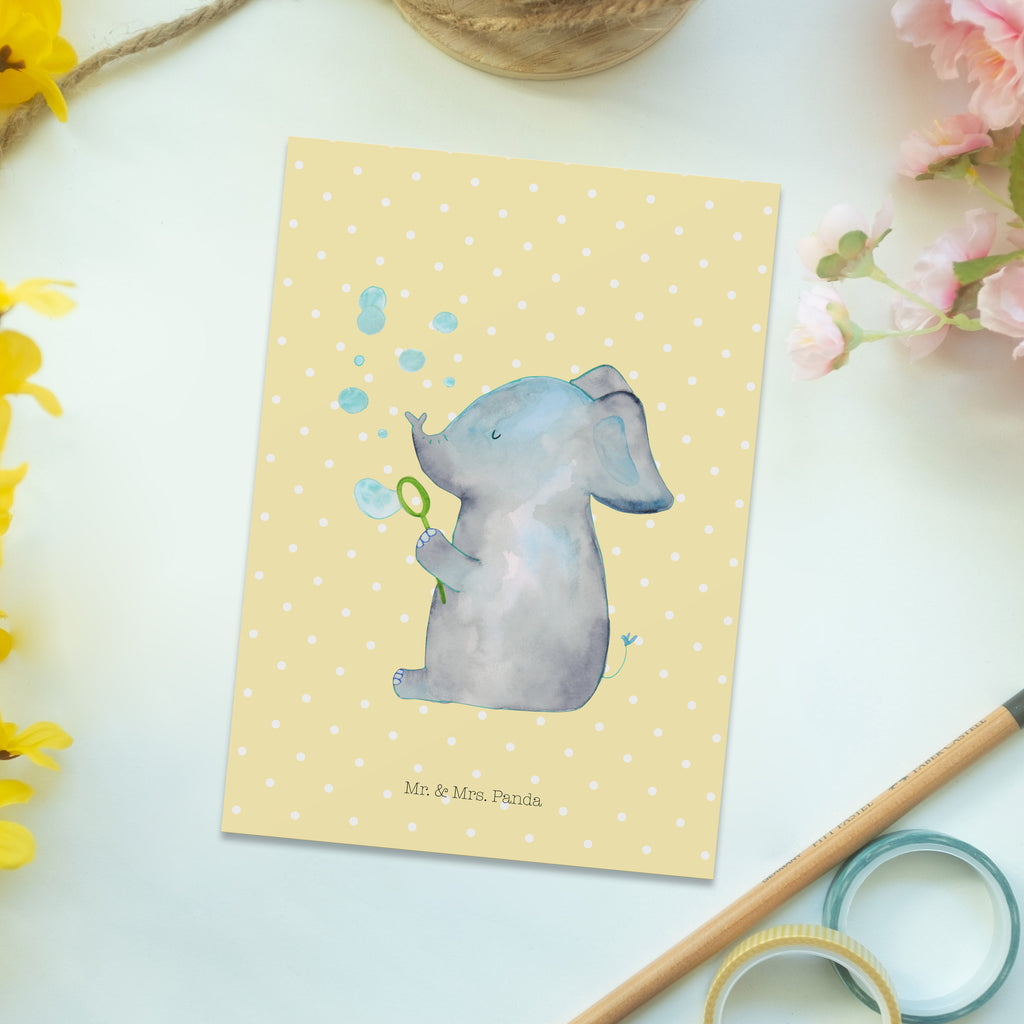 Postkarte Elefant Seifenblasen Geschenkkarte, Grußkarte, Karte, Einladung, Ansichtskarte, Geburtstagskarte, Einladungskarte, Dankeskarte, Tiermotive, Gute Laune, lustige Sprüche, Tiere, Elefant, Elefanten, Dickhäter, Rüsseltier, Seifenblasen, Liebe, Heimat, Gefühl. Daheim, Liebesbeweis, Liebesspruch
