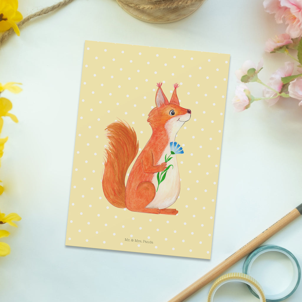 Postkarte Eichhörnchen Blume Geschenkkarte, Grußkarte, Karte, Einladung, Ansichtskarte, Geburtstagskarte, Einladungskarte, Dankeskarte, Tiermotive, Gute Laune, lustige Sprüche, Tiere, Eichhörnchen, Eichhorn, Spruch positiv, Lachen, Spaß, Motivation Sprüche, Motivation Bilder, glücklich Spruch, Spruch Deko