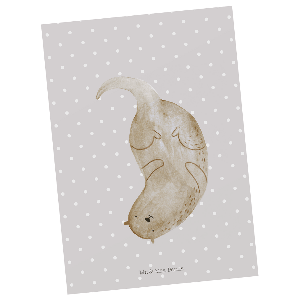 Postkarte Otter kopfüber Geschenkkarte, Grußkarte, Karte, Einladung, Ansichtskarte, Geburtstagskarte, Einladungskarte, Dankeskarte, Otter, Fischotter, Seeotter, Otter Seeotter See Otter