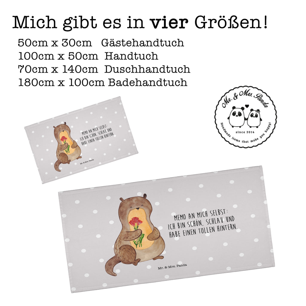 70 x 140 Handtuch Otter Blumenstrauß Duschtuch, Badetuch, Strandtuch, Saunatuch, Kinder Handtuch, Otter, Fischotter, Seeotter, Otter Seeotter See Otter