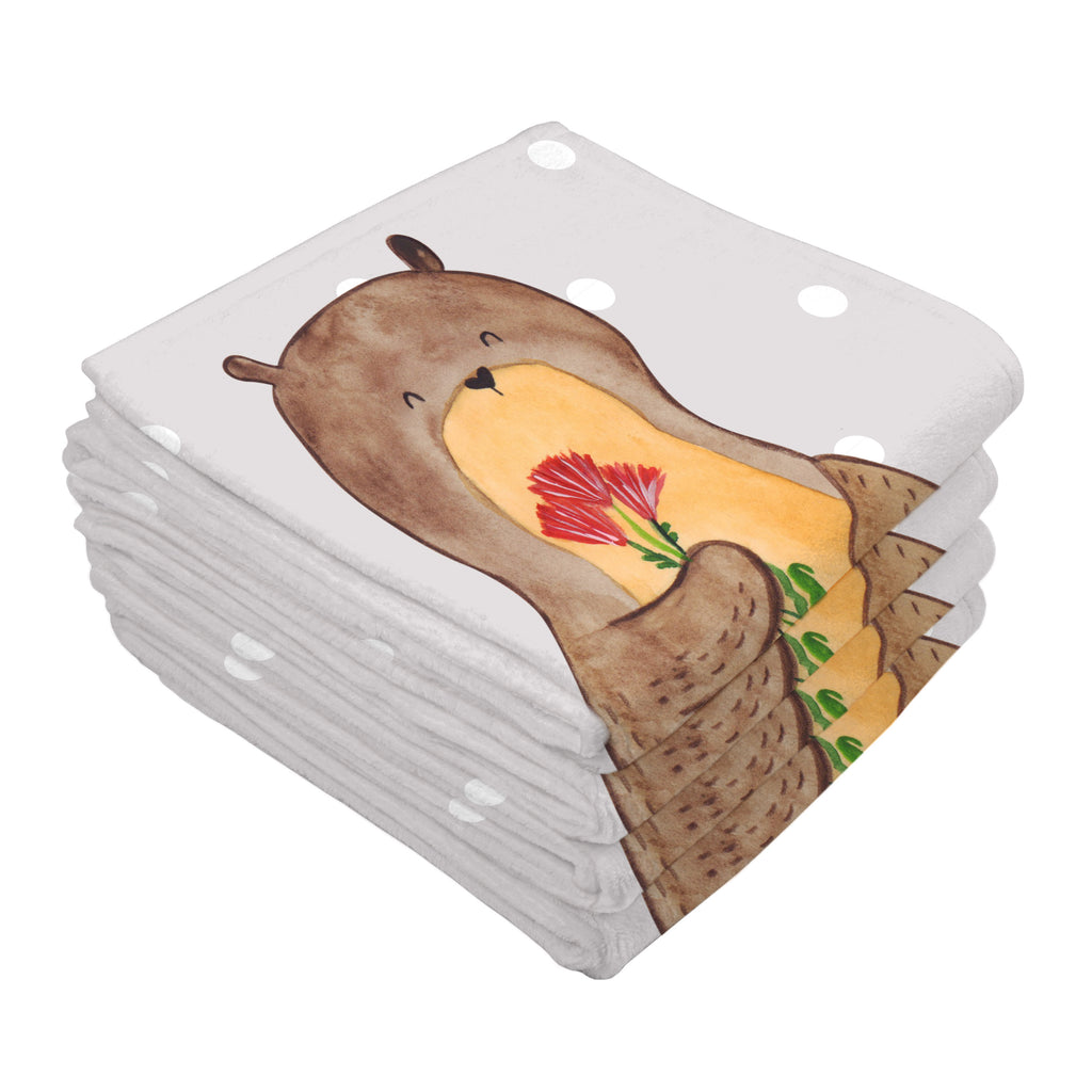 70 x 140 Handtuch Otter Blumenstrauß Duschtuch, Badetuch, Strandtuch, Saunatuch, Kinder Handtuch, Otter, Fischotter, Seeotter, Otter Seeotter See Otter