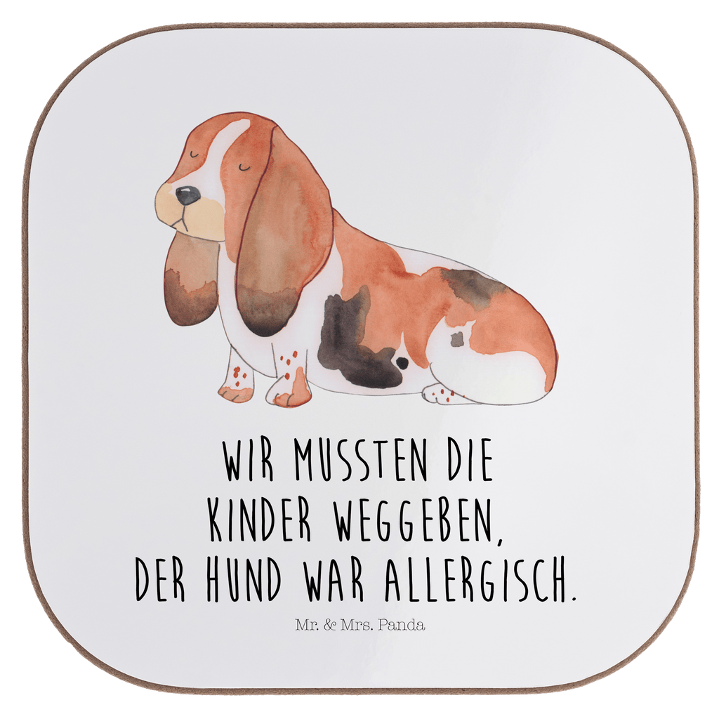 Quadratische Untersetzer Hund Basset Hound Bierdeckel, Glasuntersetzer, Untersetzer Gläser, Getränkeuntersetzer, Hund, Hundemotiv, Haustier, Hunderasse, Tierliebhaber, Hundebesitzer, Sprüche, Basset Hound, Basset, Hundeliebe, kinderlos