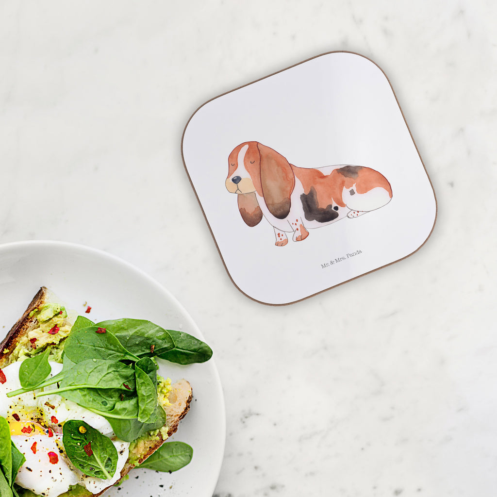 Quadratische Untersetzer Hund Basset Hound Bierdeckel, Glasuntersetzer, Untersetzer Gläser, Getränkeuntersetzer, Hund, Hundemotiv, Haustier, Hunderasse, Tierliebhaber, Hundebesitzer, Sprüche, Basset Hound, Basset, Hundeliebe, kinderlos