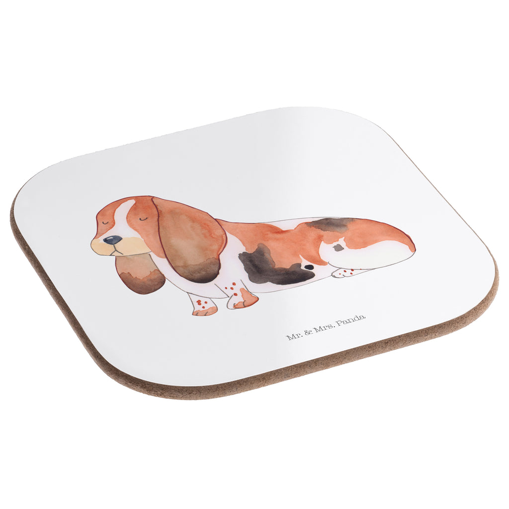 Quadratische Untersetzer Hund Basset Hound Bierdeckel, Glasuntersetzer, Untersetzer Gläser, Getränkeuntersetzer, Hund, Hundemotiv, Haustier, Hunderasse, Tierliebhaber, Hundebesitzer, Sprüche, Basset Hound, Basset, Hundeliebe, kinderlos