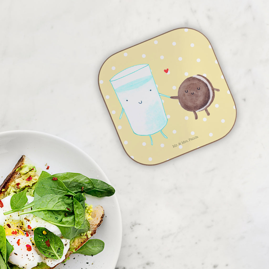 Quadratische Untersetzer Milch & Keks Bierdeckel, Glasuntersetzer, Untersetzer Gläser, Getränkeuntersetzer, Tiermotive, Gute Laune, lustige Sprüche, Tiere, Milk, Cookie, Milch, Keks, Kekse, Kaffee, Einladung Frühstück, Motiv süß, romantisch, perfektes Paar