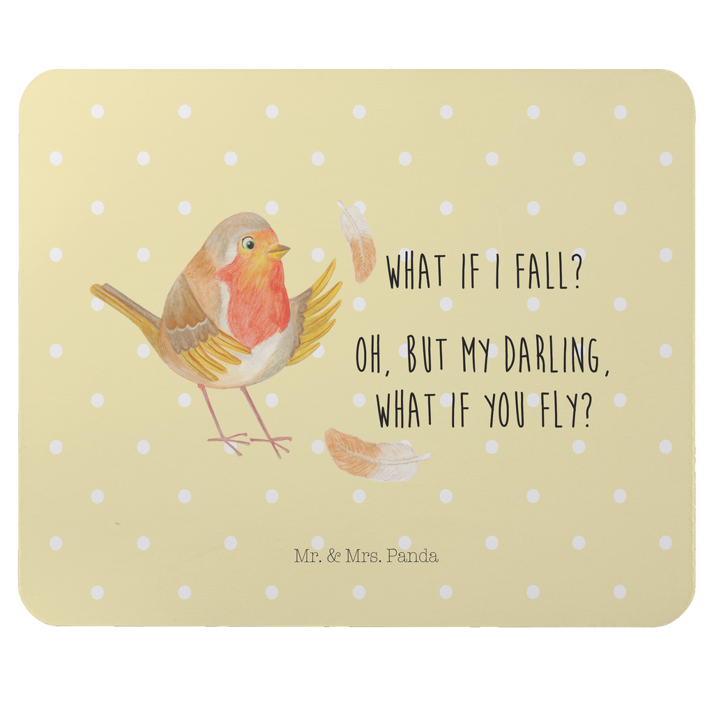 Mauspad Rotkehlchen mit Federn Mousepad, Computer zubehör, Büroausstattung, PC Zubehör, Arbeitszimmer, Mauspad, Einzigartiges Mauspad, Designer Mauspad, Tiermotive, Gute Laune, lustige Sprüche, Tiere, What if i fall, Rotkehlchen, Spruch Motivation, Spruch Mut, Vogel, Motivation Sprüche, Motivationsbilder, fliegen