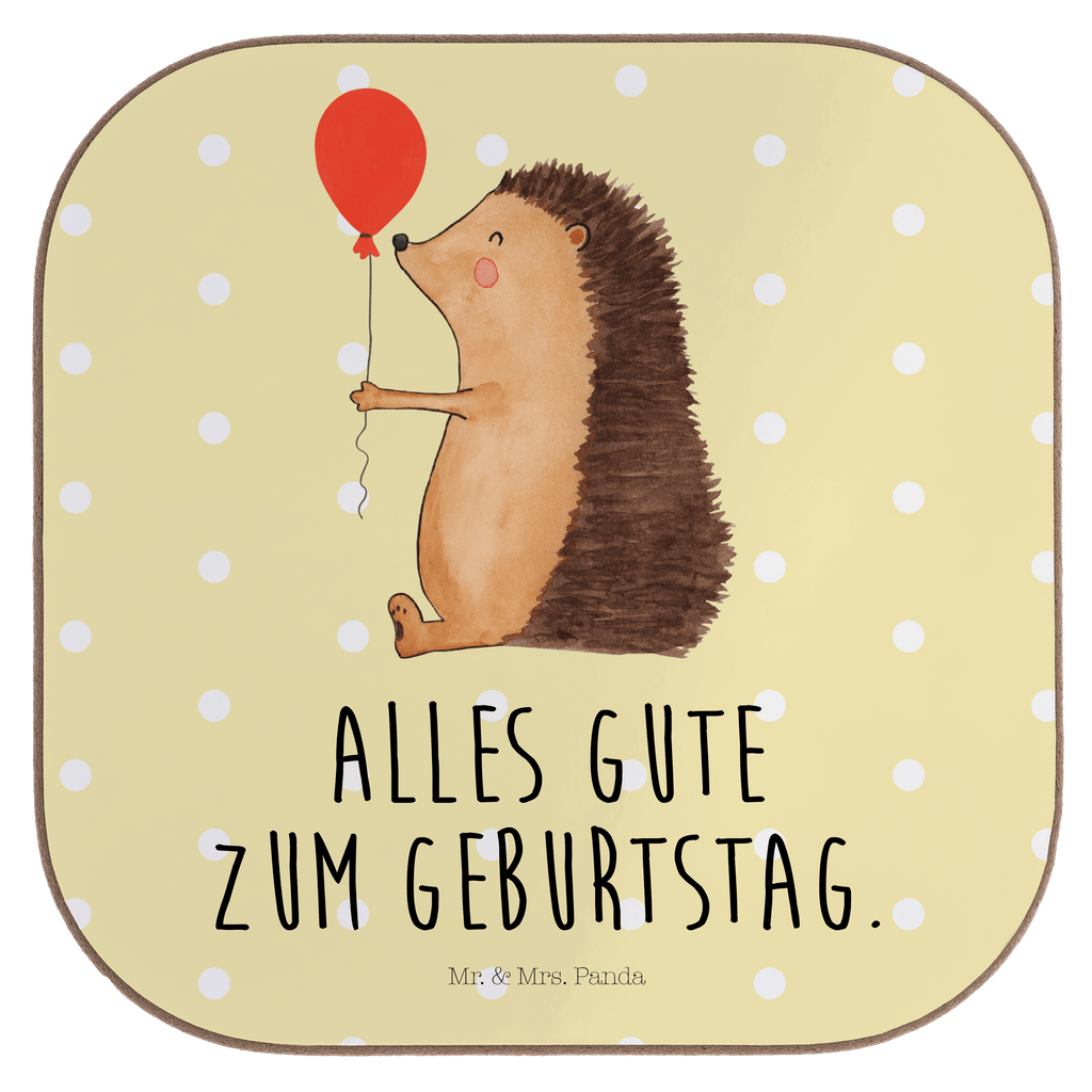 Quadratische Untersetzer Igel mit Luftballon Bierdeckel, Glasuntersetzer, Untersetzer Gläser, Getränkeuntersetzer, Tiermotive, Gute Laune, lustige Sprüche, Tiere, Igel, Geburtstag, Herzlichen Glückwunsch, Glückwunsch, Geburtstagskind, Ballon, Happy Birthday