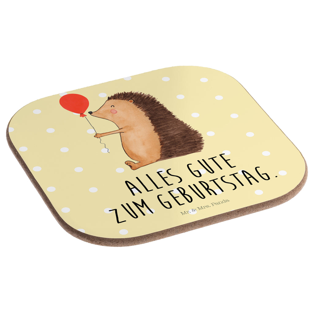 Quadratische Untersetzer Igel mit Luftballon Bierdeckel, Glasuntersetzer, Untersetzer Gläser, Getränkeuntersetzer, Tiermotive, Gute Laune, lustige Sprüche, Tiere, Igel, Geburtstag, Herzlichen Glückwunsch, Glückwunsch, Geburtstagskind, Ballon, Happy Birthday