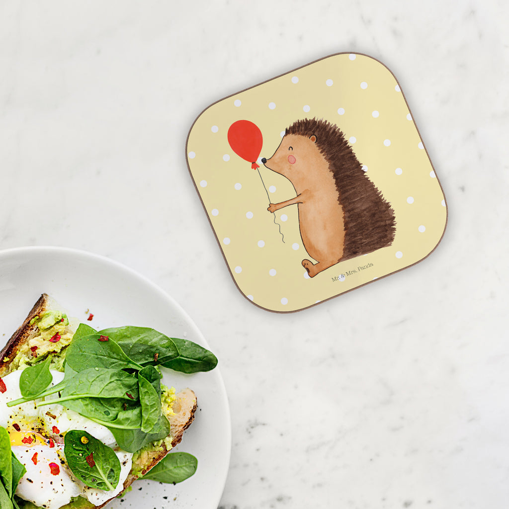 Quadratische Untersetzer Igel mit Luftballon Bierdeckel, Glasuntersetzer, Untersetzer Gläser, Getränkeuntersetzer, Tiermotive, Gute Laune, lustige Sprüche, Tiere, Igel, Geburtstag, Herzlichen Glückwunsch, Glückwunsch, Geburtstagskind, Ballon, Happy Birthday