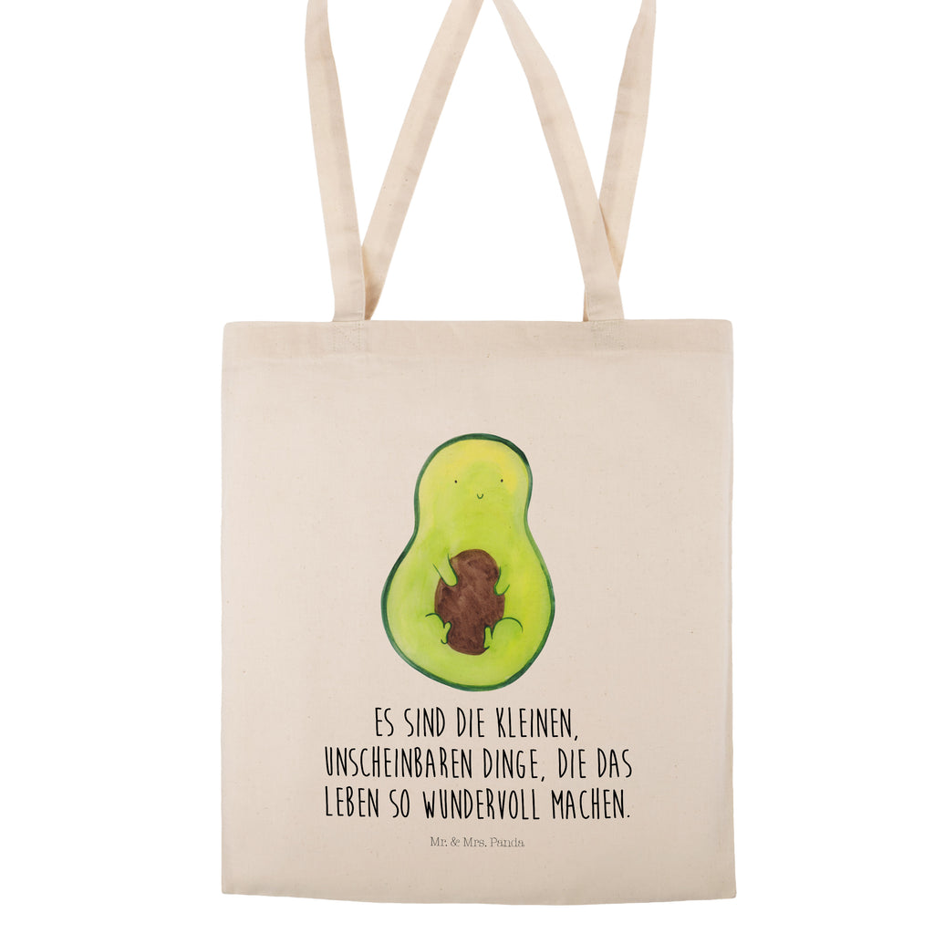 Tragetasche Avocado mit Kern Beuteltasche, Beutel, Einkaufstasche, Jutebeutel, Stoffbeutel, Avocado, Veggie, Vegan, Gesund, Avokado, Avocadokern, Kern, Pflanze, Spruch Leben