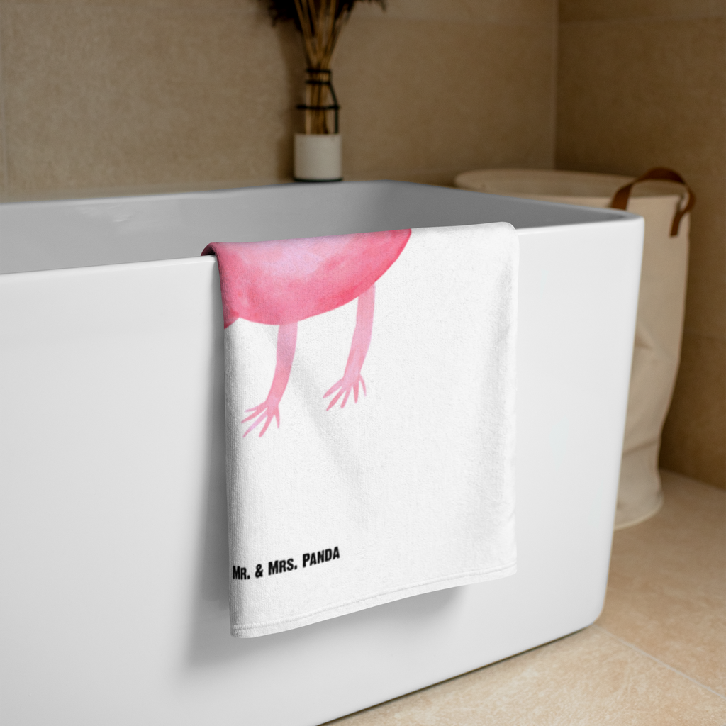 XL Badehandtuch Axolotl glücklich Handtuch, Badetuch, Duschtuch, Strandtuch, Saunatuch, Axolotl, Molch, Axolot, Schwanzlurch, Lurch, Lurche, Motivation, gute Laune
