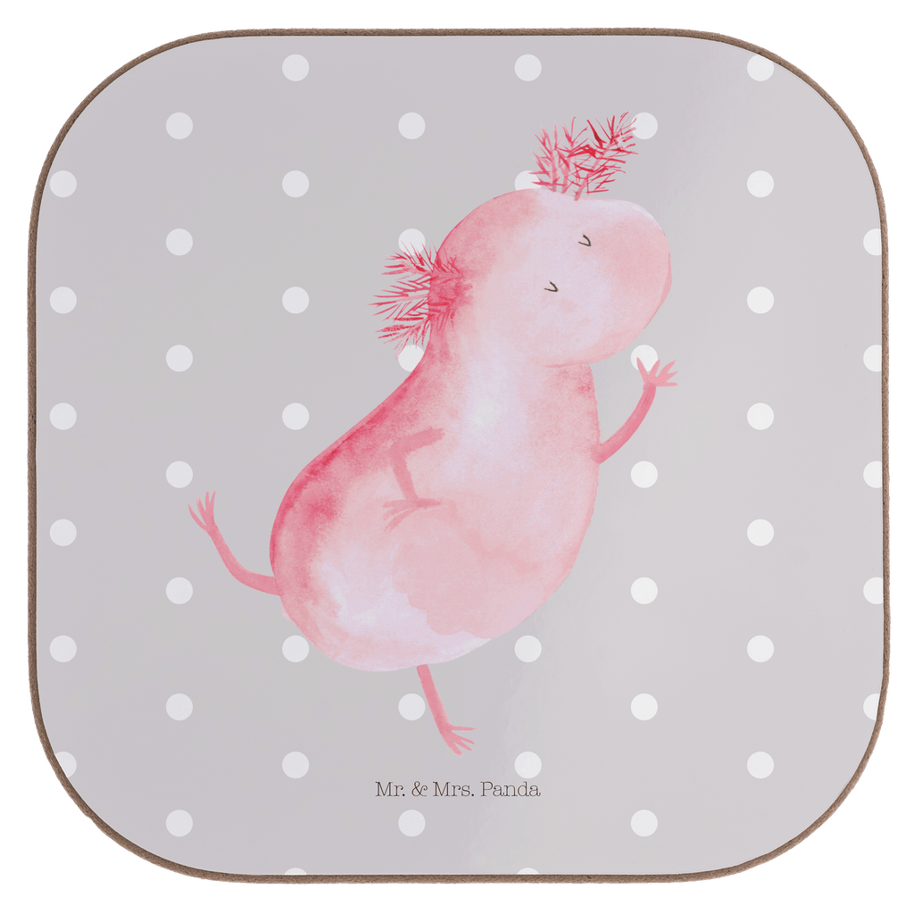 Quadratische Untersetzer Axolotl tanzt Bierdeckel, Glasuntersetzer, Untersetzer Gläser, Getränkeuntersetzer, Axolotl, Molch, Axolot, Schwanzlurch, Lurch, Lurche, Dachschaden, Sterne, verrückt, Freundin, beste Freundin