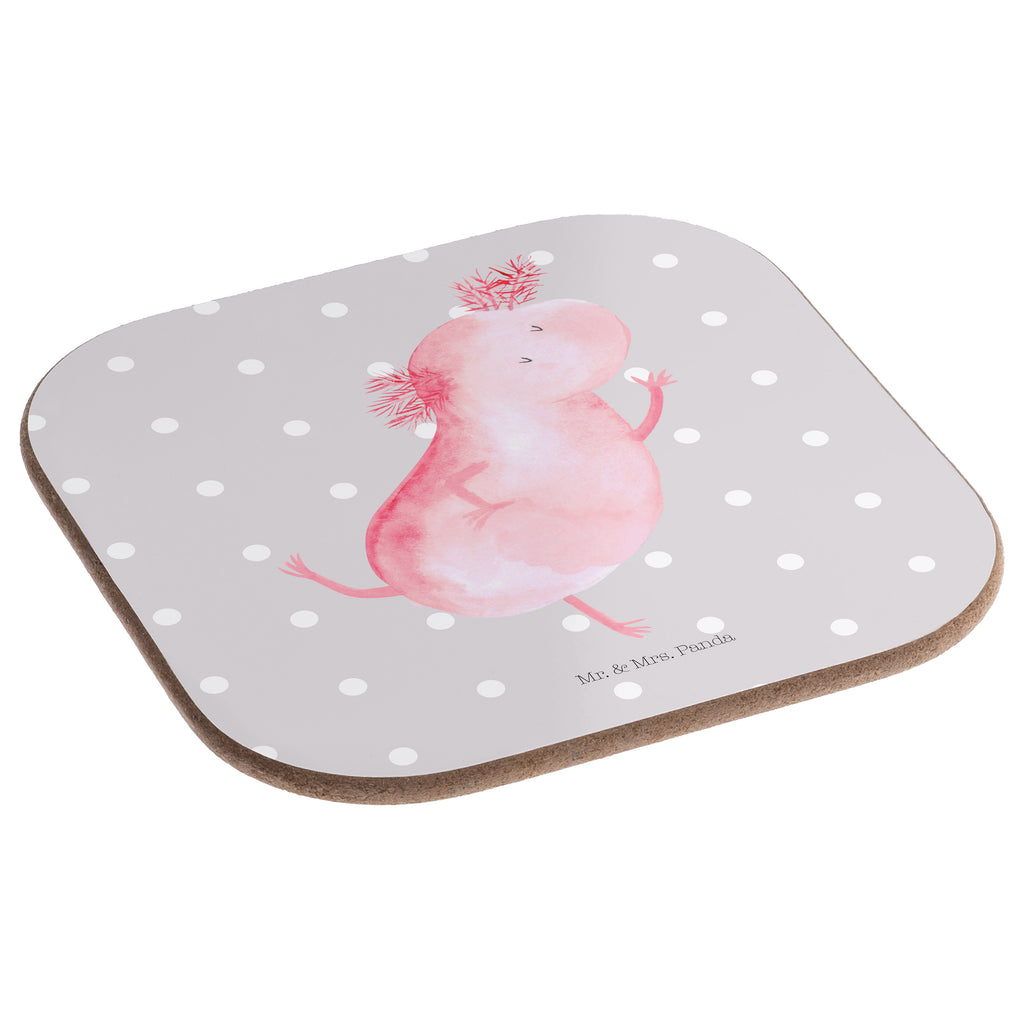 Quadratische Untersetzer Axolotl tanzt Bierdeckel, Glasuntersetzer, Untersetzer Gläser, Getränkeuntersetzer, Axolotl, Molch, Axolot, Schwanzlurch, Lurch, Lurche, Dachschaden, Sterne, verrückt, Freundin, beste Freundin