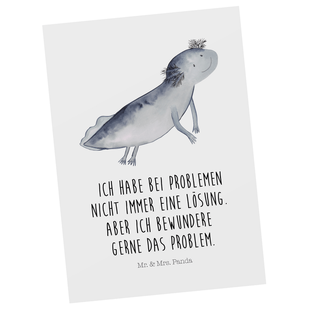 Postkarte Axolotl schwimmt Geschenkkarte, Grußkarte, Karte, Einladung, Ansichtskarte, Geburtstagskarte, Einladungskarte, Dankeskarte, Axolotl, Molch, Axolot, Schwanzlurch, Lurch, Lurche, Problem, Probleme, Lösungen, Motivation