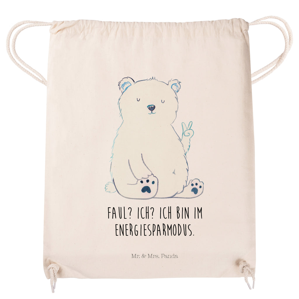 Sportbeutel Eisbär Faul Turnbeutel, Beutel, Sporttasche, Tasche, Stoffbeutel, Bär, Teddy, Teddybär, Eisbär, Nordpol, Faul, Entspannen, Relaxen, Büro, Arbeit, Bürojob, Arbeitsplatz, Homeoffice