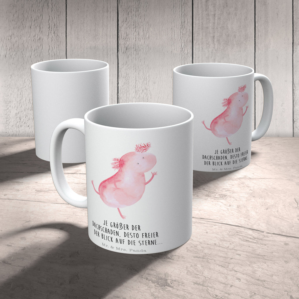Tasse Axolotl tanzt Axolotl, Axolot, Schwanzlurch, Lurch, Lurche, Dachschaden, Sterne, verrückt, Freundin, beste Freundin Becher, Kaffeetasse, Kaffeebecher, Tee, Frühstück, Büro  Axolotl, Molch