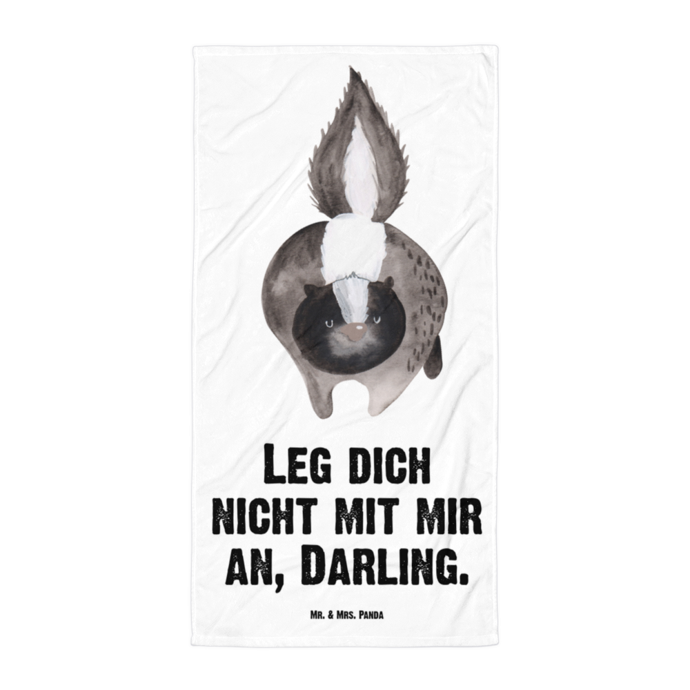 XL Badehandtuch Stinktier Angriff Handtuch, Badetuch, Duschtuch, Strandtuch, Saunatuch, Stinktier, Skunk, Wildtier, Raubtier, Stinker, Stinki, wütend, Drohung